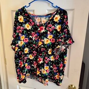 Haptics Women's Floral Top - Black Multicolor